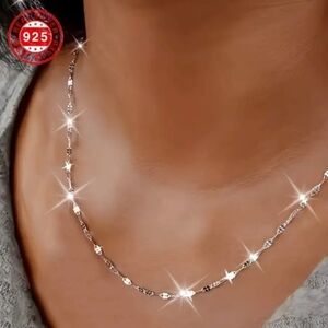 925 Sterling Silver Clover chain necklace New. Fast Ship.